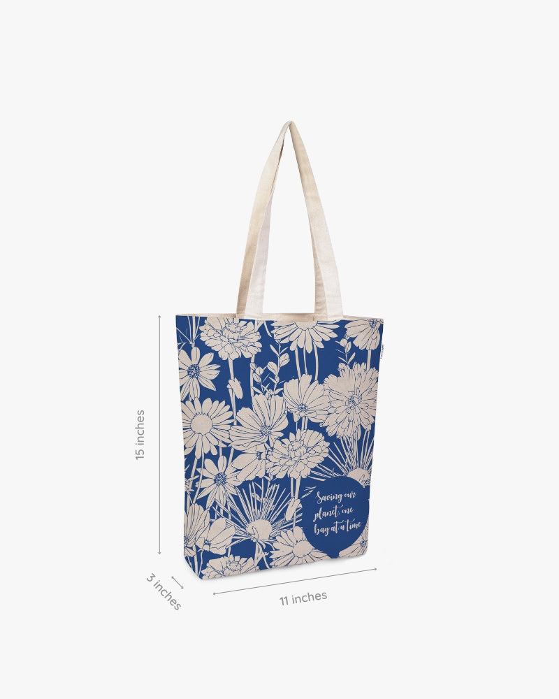 Cotton Tote Bag - Flowers (Natural)