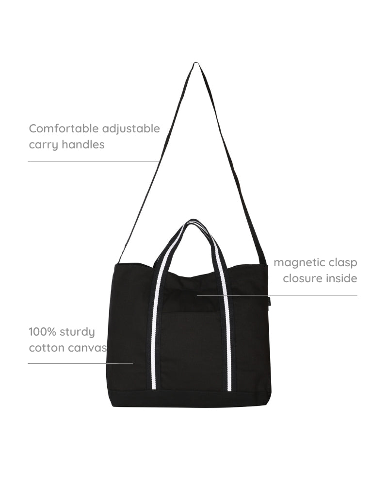 Black Canvas Crossbody Tote Bag Ecoright