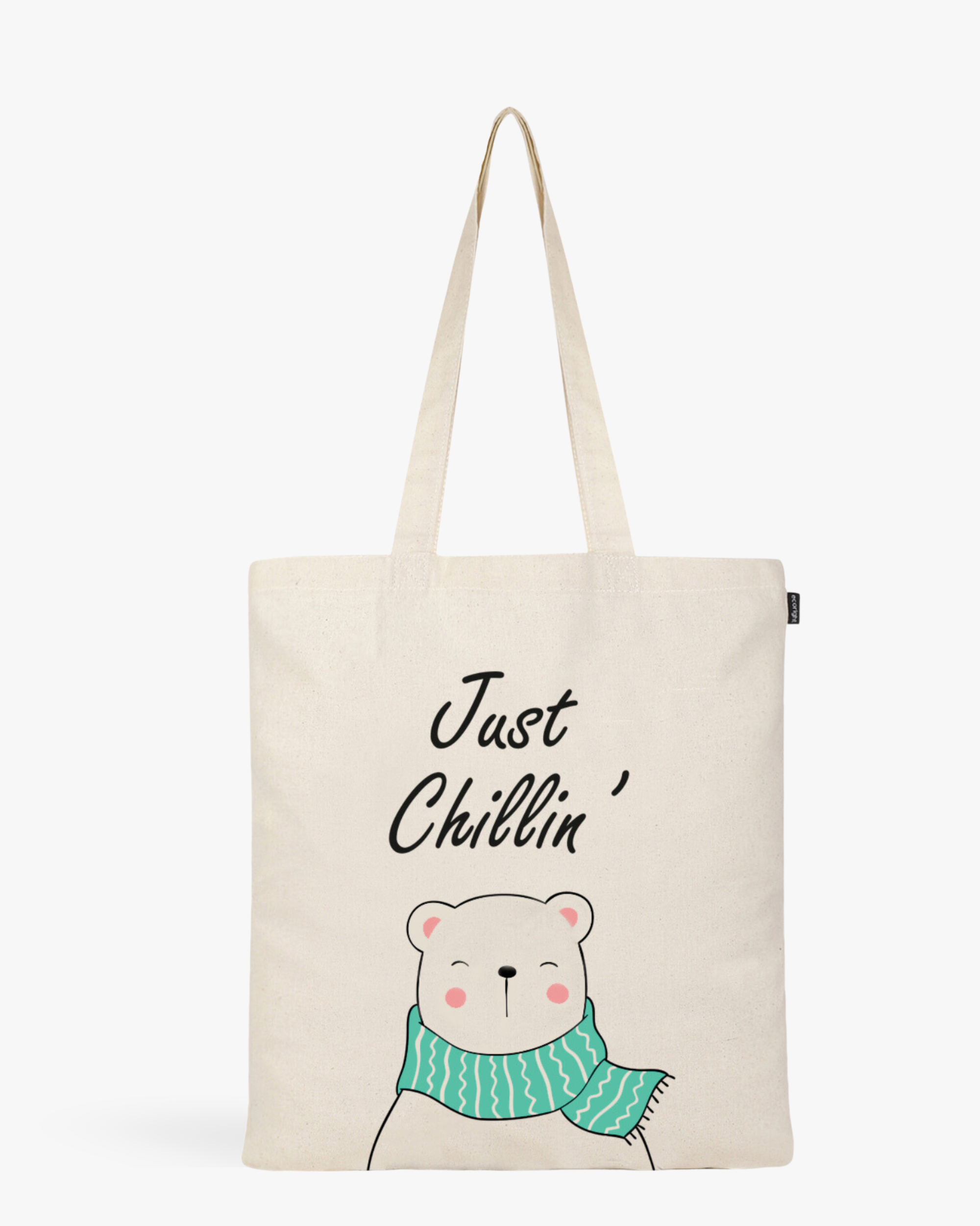 Cotton Tote Bag - Chillin Polar Bear (Natural)