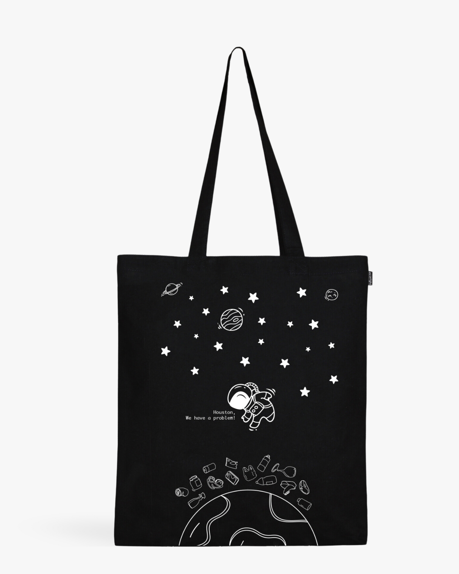 Cotton Tote Bag - Houston we have a problem (Black)