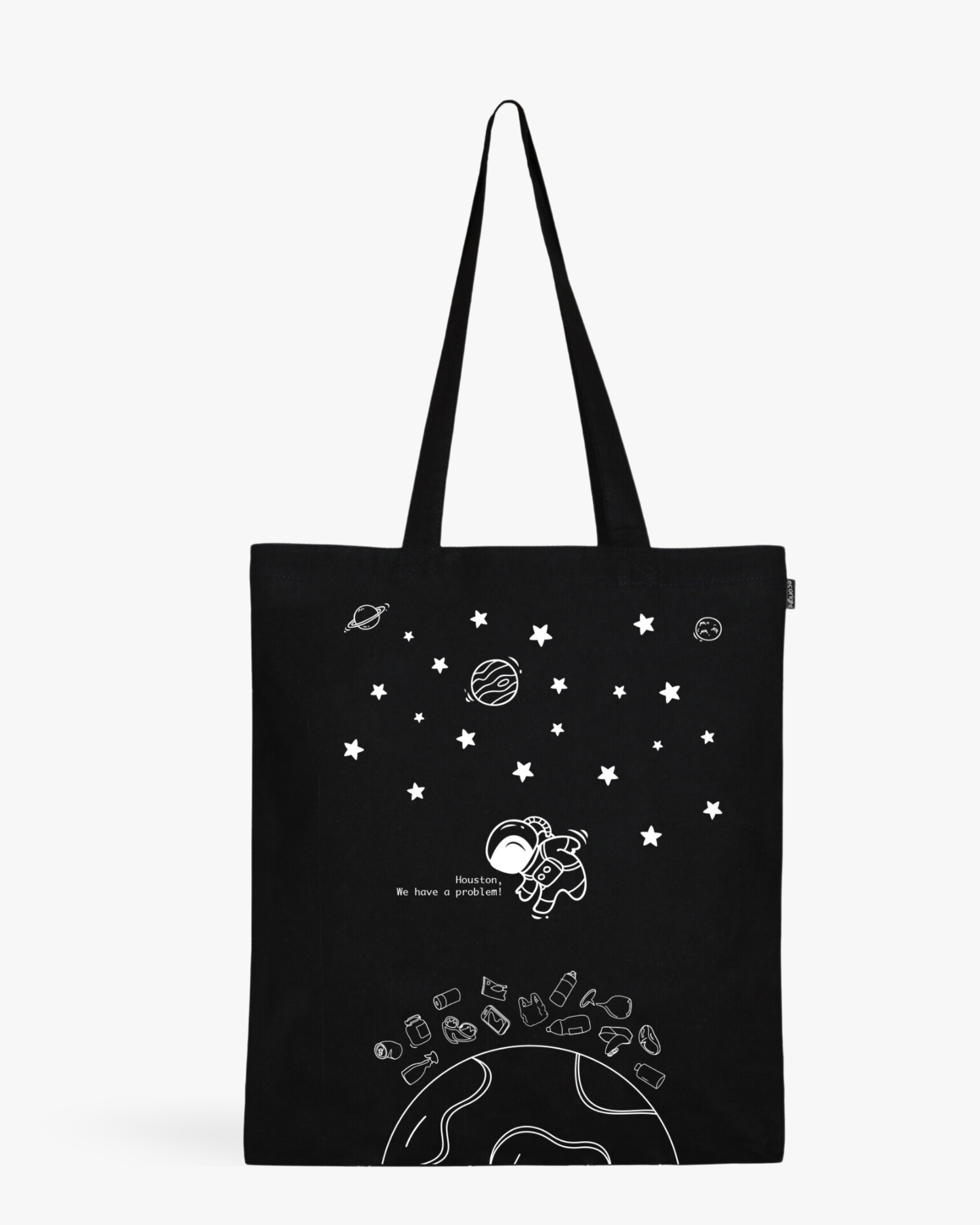Cotton Tote Bag - Houston we have a problem (Black)