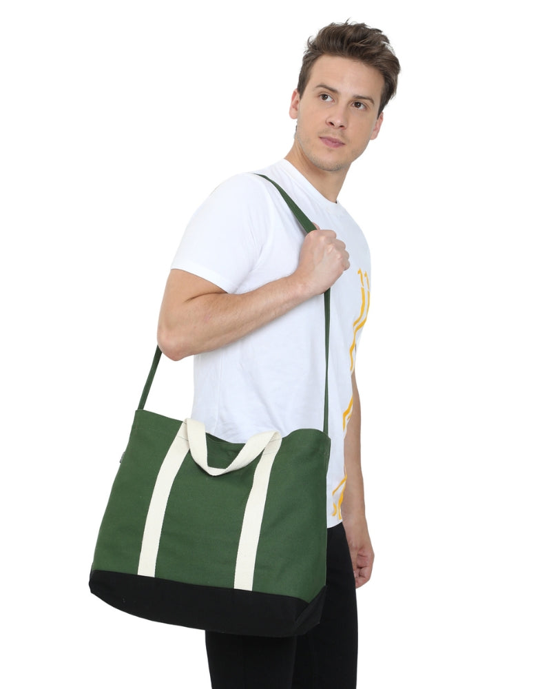 Green Canvas Crossbody Tote Bag Ecoright