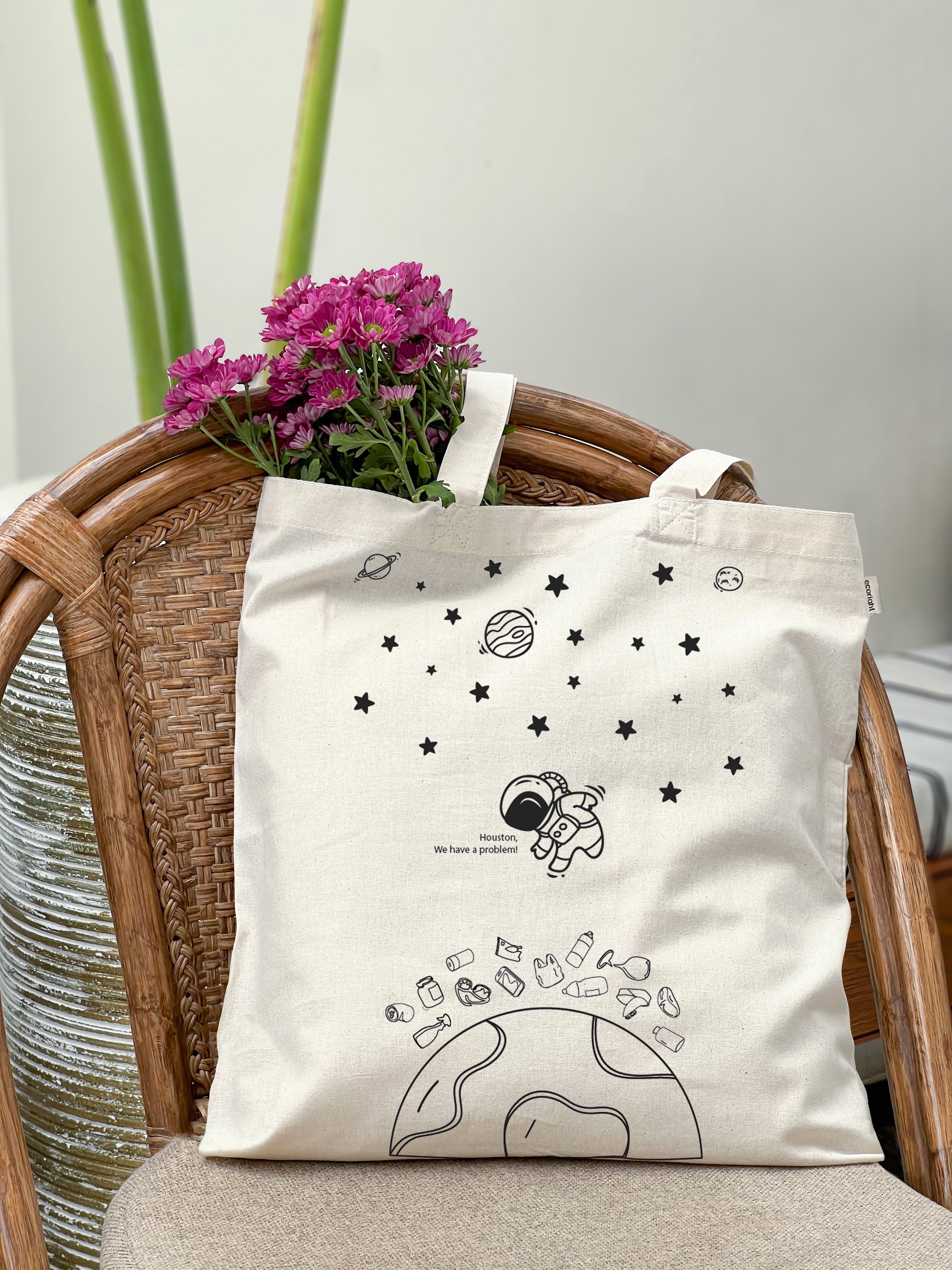 Cotton Tote Bag - Houston we have a problem (Natural)