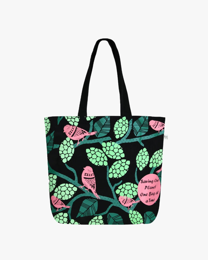 Large Zipper Tote Bag - Sparrow Love Ecoright
