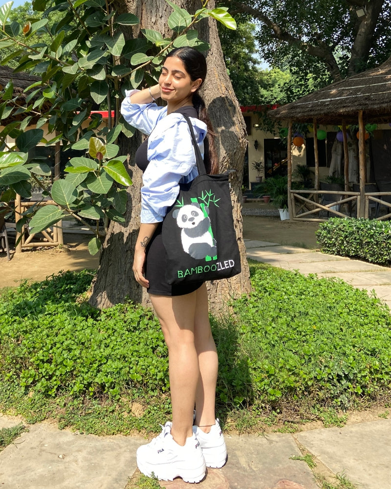 Zipper Tote Bag - Bamboozled Panda Ecoright