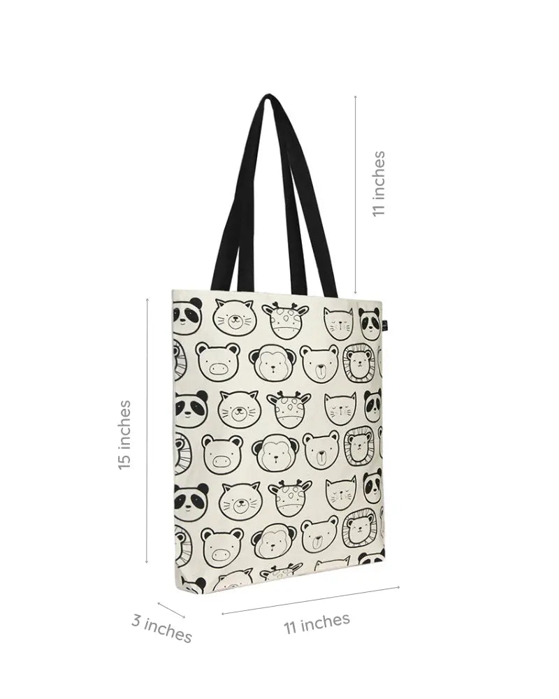 Zipper Tote Bag - Cute Animals Ecoright