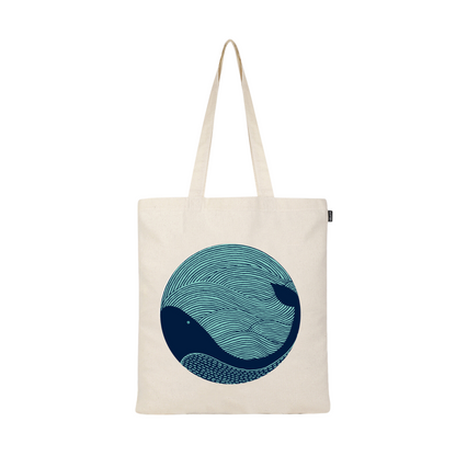 SIMPLE TOTE BAG - WHALE DOODLE- NATURAL