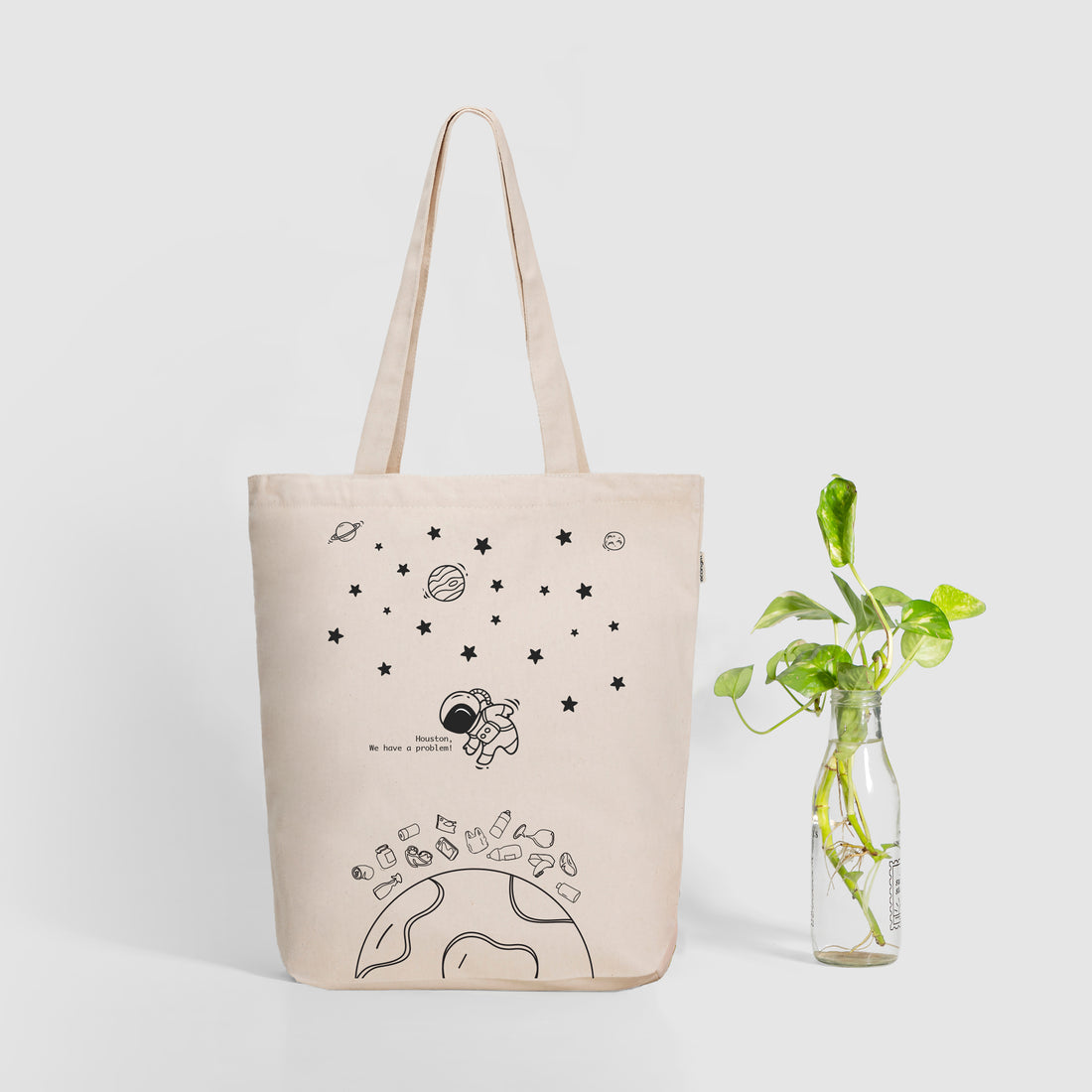 Zipper Tote Bag - Houston we have a problem(Natural)