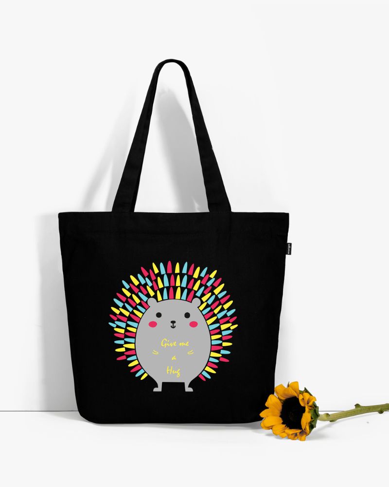 Large Zipper Tote Bag - Porcupine