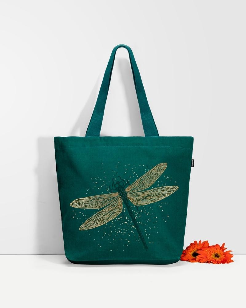 Large Zipper Tote Bag - Spectacular DragonFly