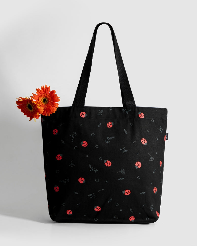 Large Zipper Tote Bag - Beetles