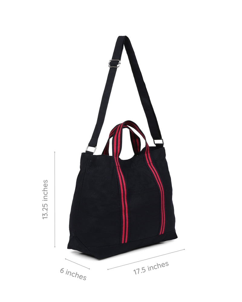 Black And Red Canvas Crossbody Tote Bag Ecoright