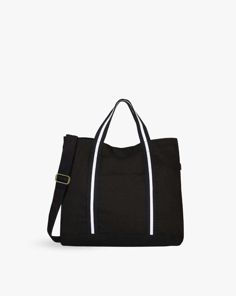 Black Canvas Crossbody Tote Bag Ecoright