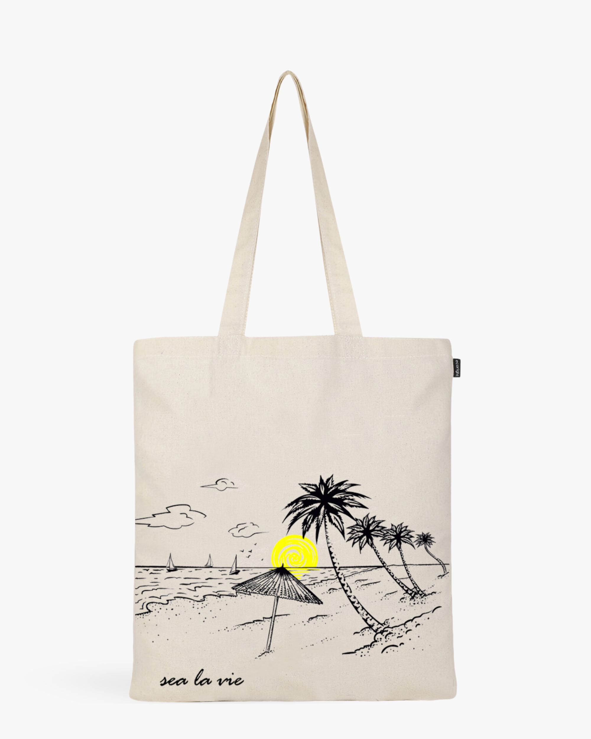 Cotton Tote Bag - Sea La Vie Beach (Natural)