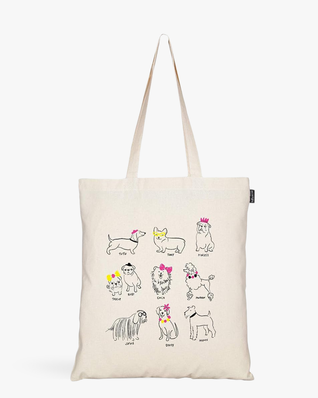 Cotton Tote Bag - Cute Dogs (Natural)