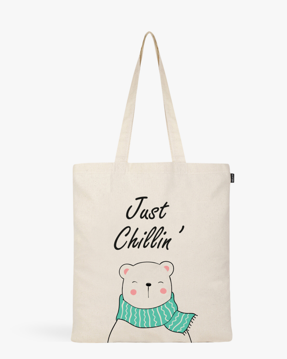 Cotton Tote Bag - Chillin Polar Bear (Natural)