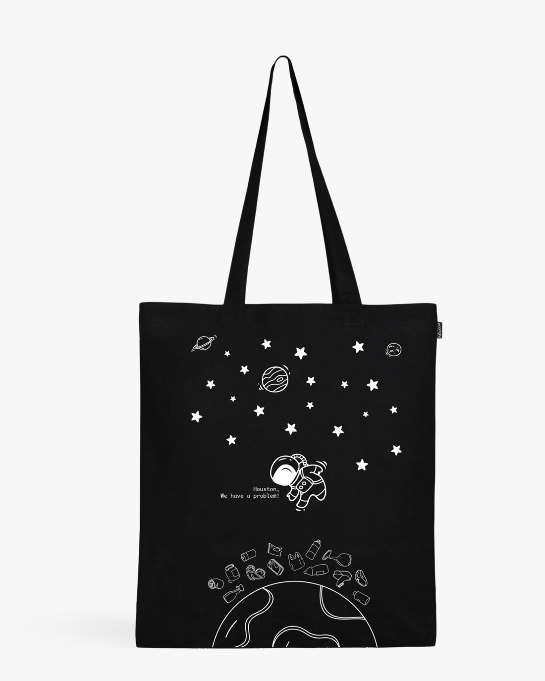 Cotton Tote Bag - Houston we have a problem (Black)