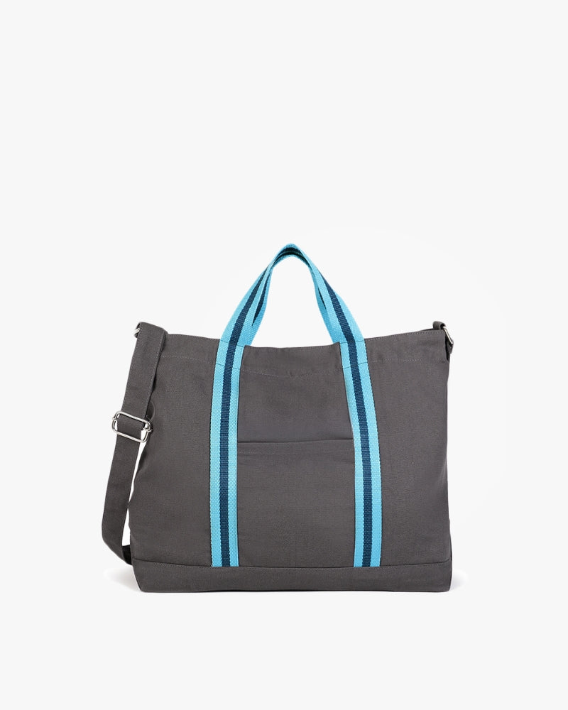 Dark Grey Canvas Crossbody Tote Bag Ecoright