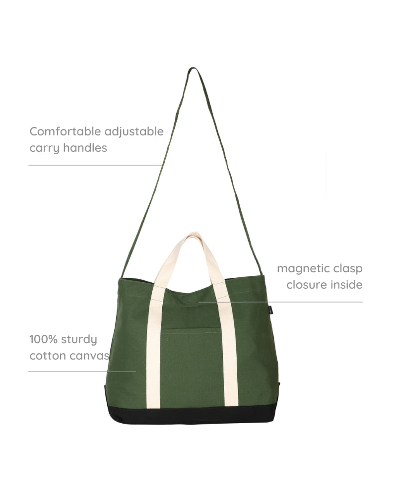 Green Canvas Crossbody Tote Bag Ecoright