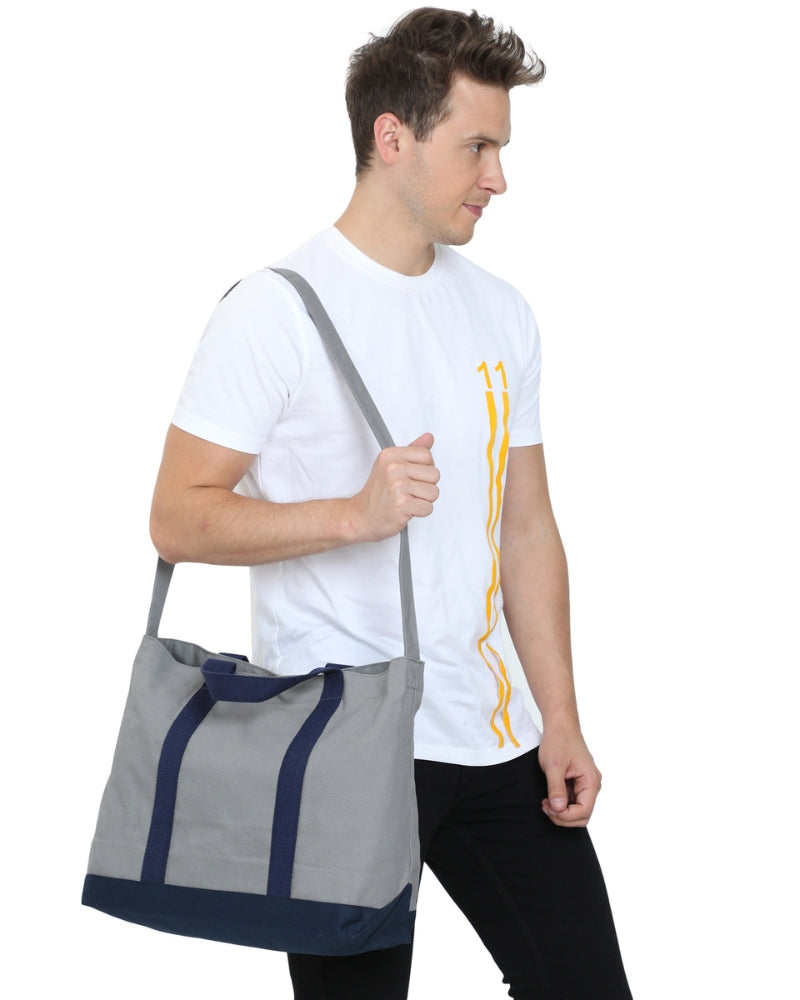 Grey Canvas Crossbody Tote Bag Ecoright