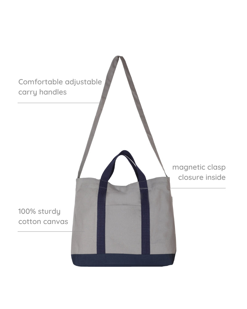 Grey Canvas Crossbody Tote Bag Ecoright