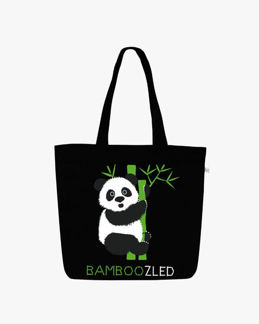 Large Zipper Tote Bag - Bamboozled Panda Ecoright