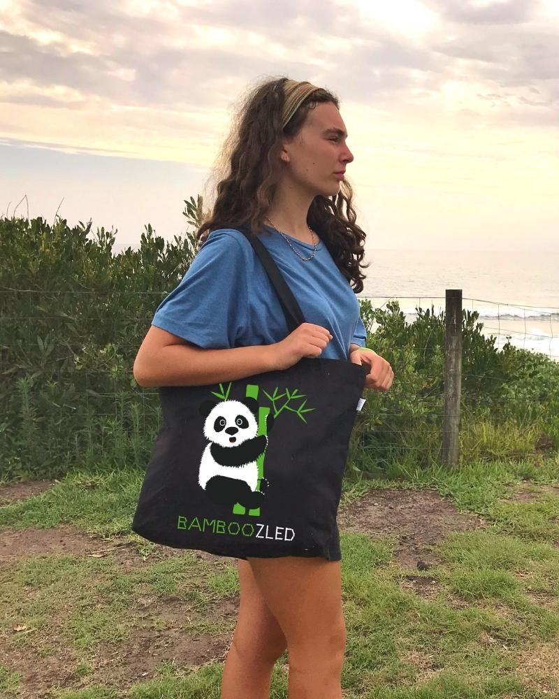 Large Zipper Tote Bag - Bamboozled Panda Ecoright
