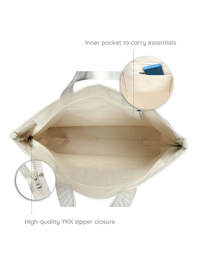 Large Zipper Tote Bag - Be Kind Ecoright
