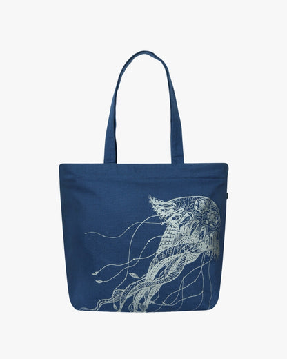 Large Zipper Tote Bag - Fascinating Jellyfish Ecoright