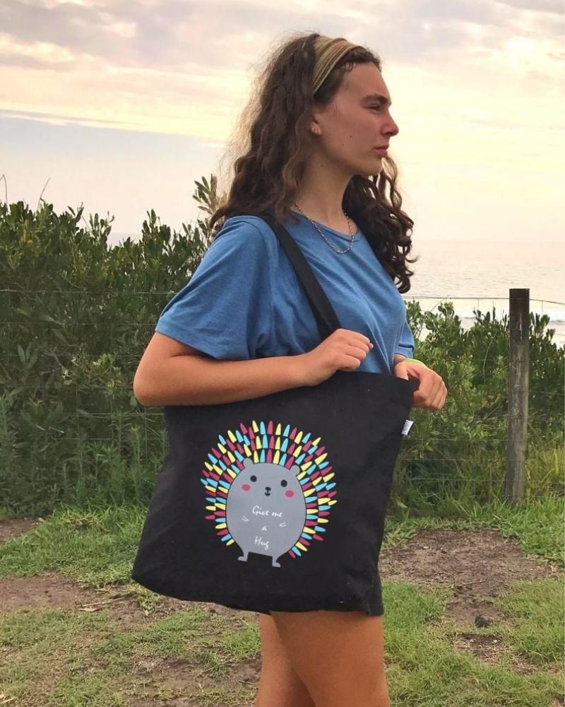 Large Zipper Tote Bag - Porcupine Ecoright