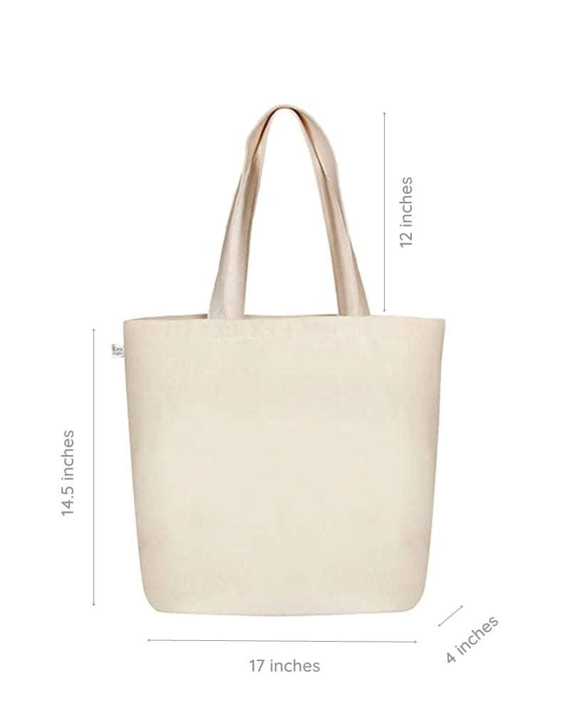 Large Zipper Tote Bag - Save Our Seas (Natural) Ecoright