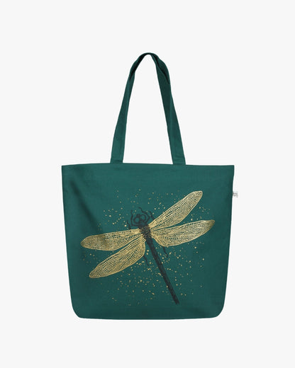 Large Zipper Tote Bag - Spectacular DragonFly Ecoright