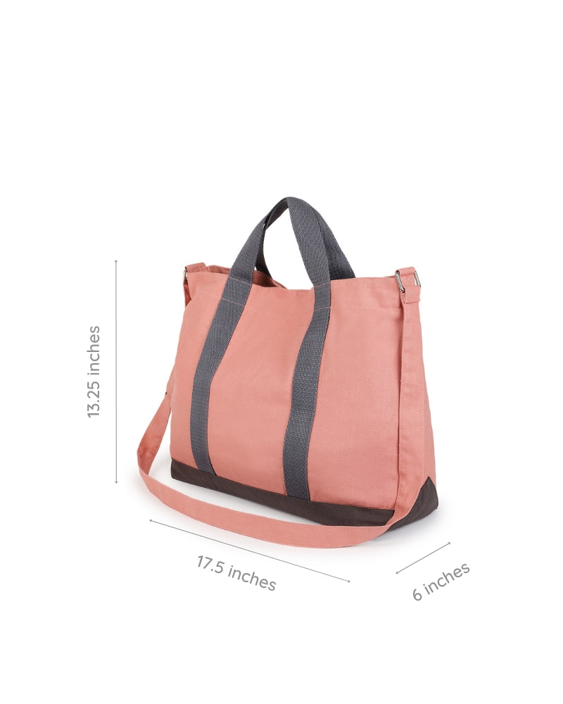 Light Rose Canvas Crossbody Tote Bag Ecoright