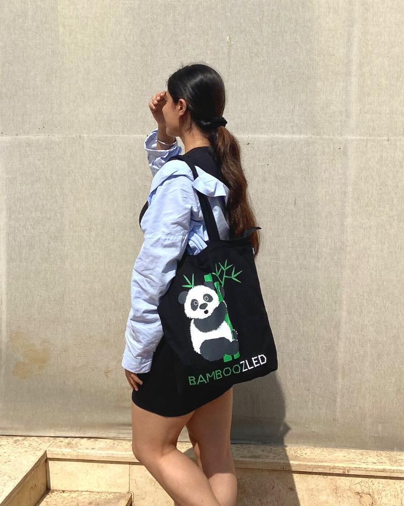 Zipper Tote Bag - Bamboozled Panda Ecoright