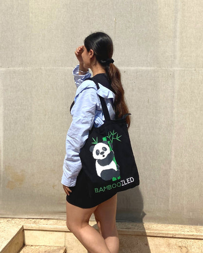 Zipper Tote Bag - Bamboozled Panda Ecoright