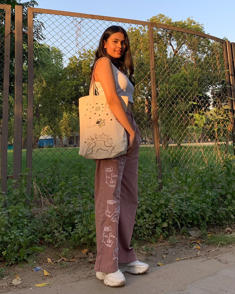 Zipper Tote Bag - Houston we have a problem(Natural) Ecoright