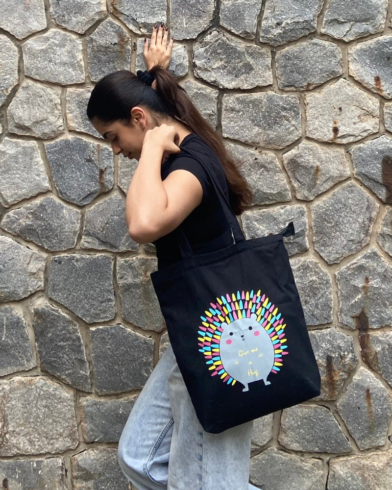 Zipper Tote Bag - Porcupine Hug Ecoright