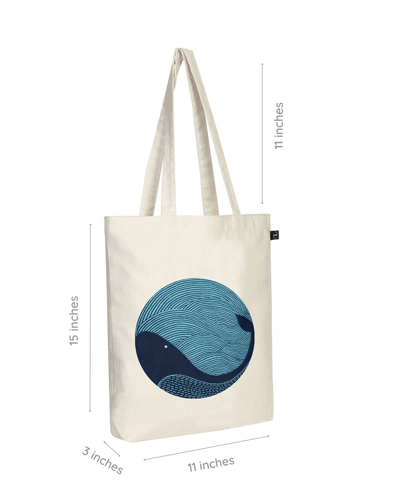 Zipper Tote Bag - Whale Doodle Ecoright