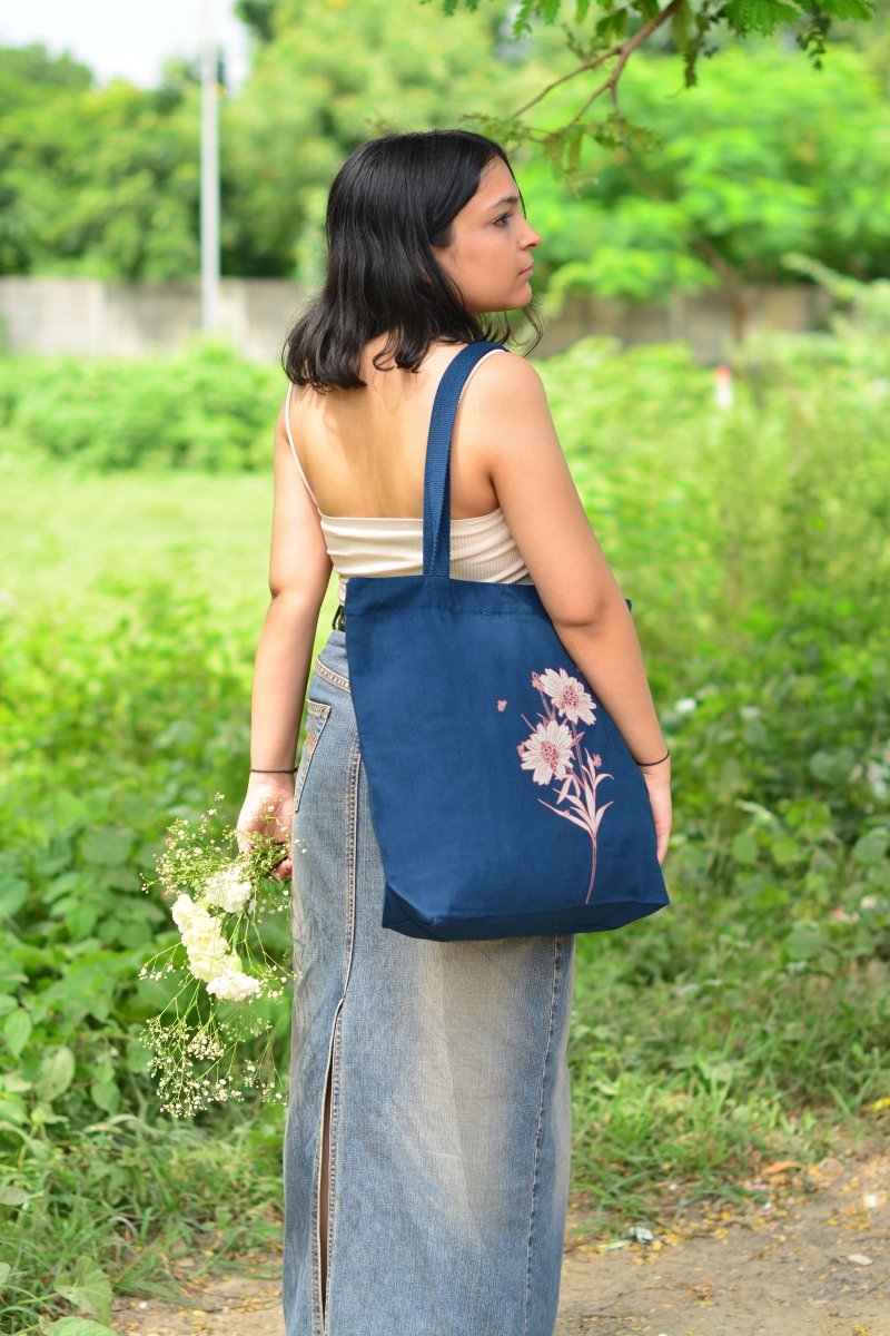 Large Zipper Tote (Happy Flowers) &amp; Cosmetic Pouch (Moonphasing) - Ecoright