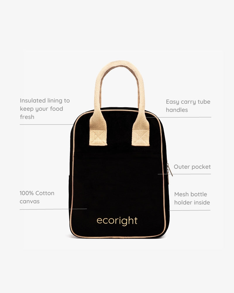 Lunch Bag - Black & Beige: Eco-Friendly and Sustainable Lunch Bag by ecoright
