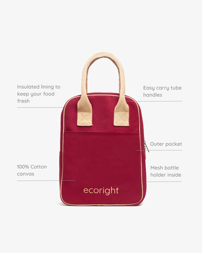Lunch Bag - Maroon & Beige: Eco-Friendly and Sustainable Lunch Bag by ecoright